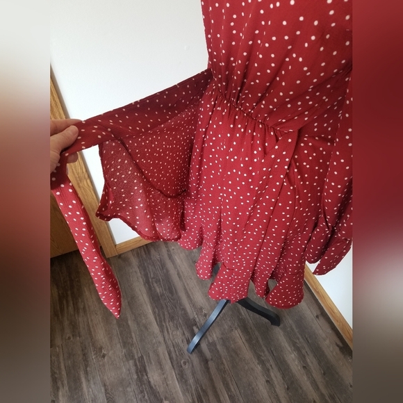 Polkadot Ruffle Wrap Dress - Picture 2 of 4